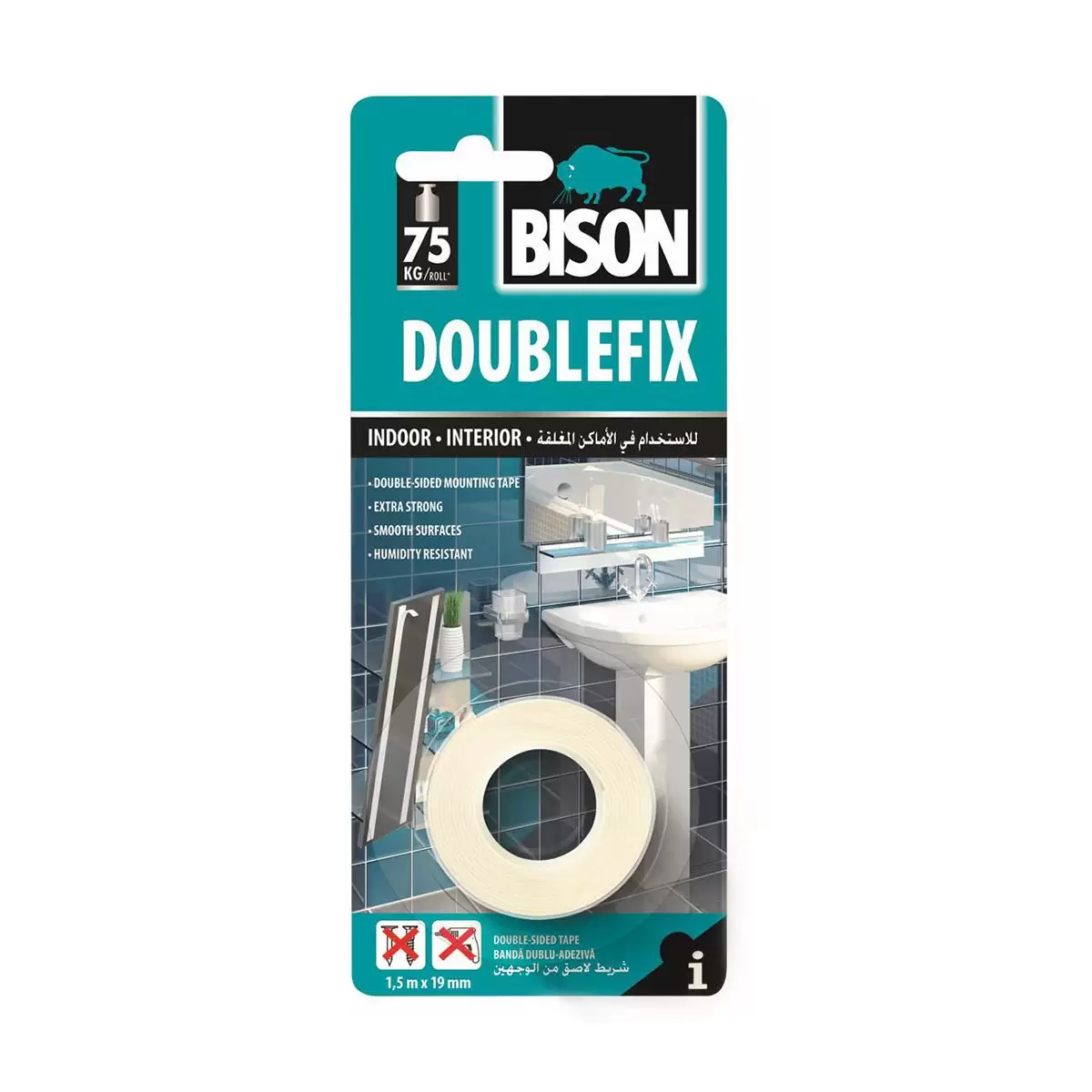 ΤΑΙΝΙΑ ΔΙΠΛΗΣ ΟΨΕΩΣ  BISON DOUBLE FIX 1.5mX19mm BL. NL12  6305458