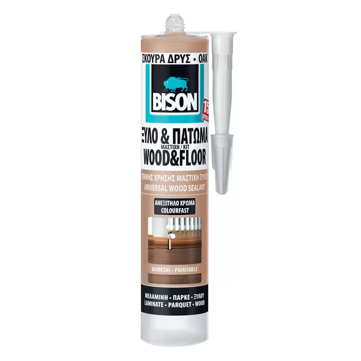 ΣΤΟΚΟΣ ΜΑΣΤ. ΞΥΛΟΥ  BS WOOD SEALANT  ΣΚΟΥΡΑ ΔΡΥΣ 300ML NL12  BISON   6311314