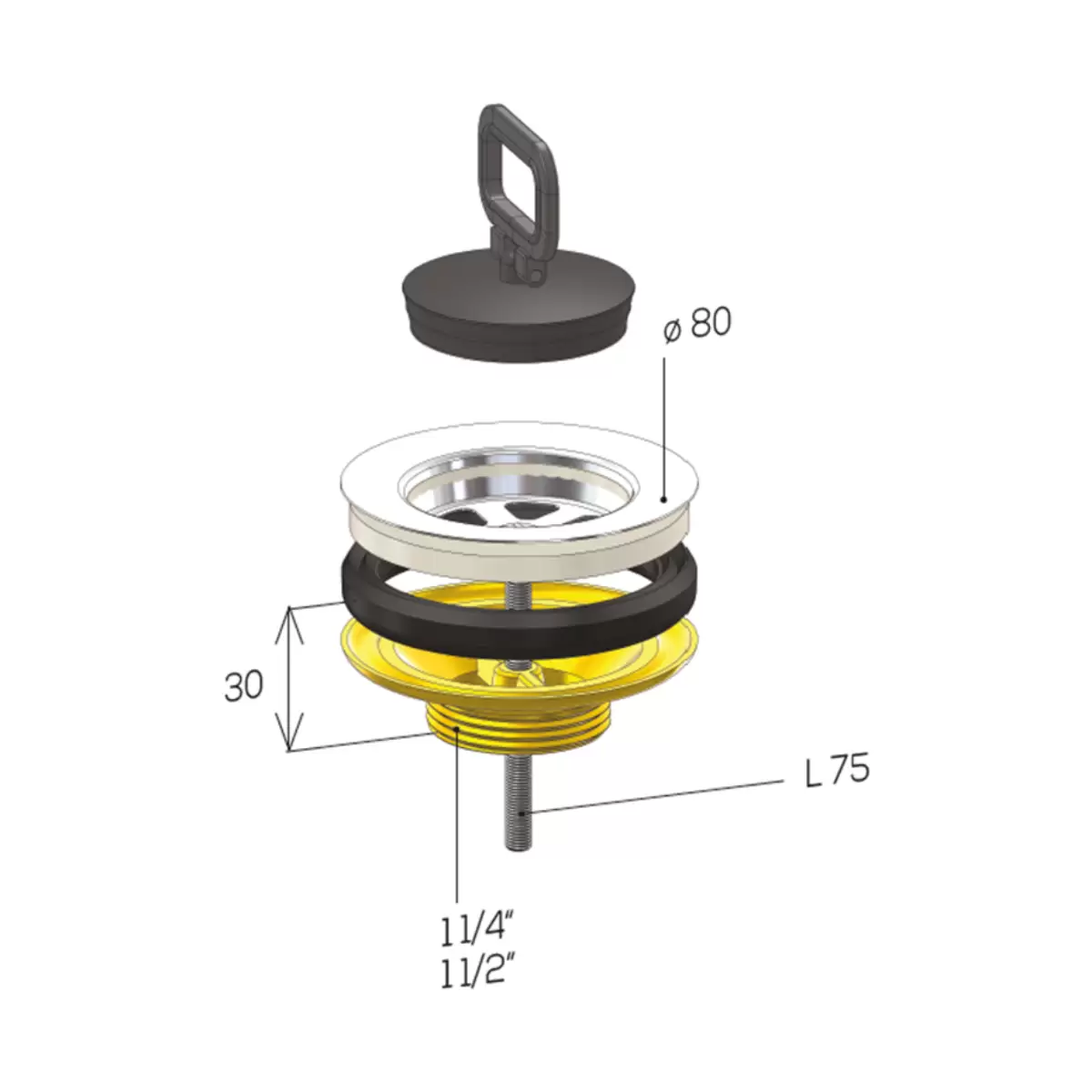 ΒΑΛΒΙΔΑ ΝΤΟΥΖΙΕΡΑΣ GHIDINI 1 1/2” ΜΕ ΤΑΠΑ (465-80)