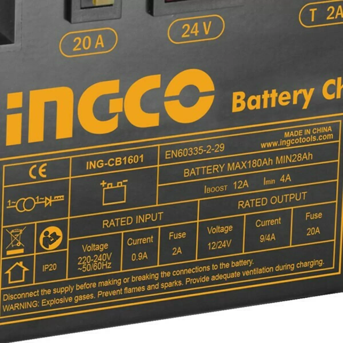 ΦΟΡΤΙΣΤΗΣ ΜΠΑΤΑΡΙΩN 12V/24V 28A-280A INGCO CB1601