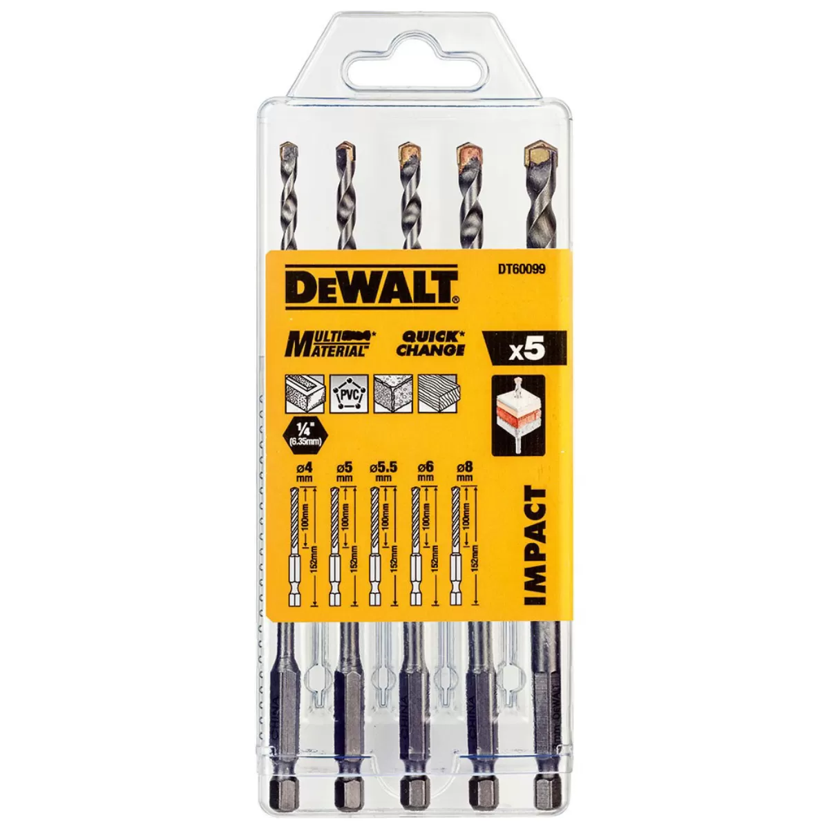 ΤΡΥΠΑΝΙΑ ΣΕΤ ΠΟΛΛΑΠΛΩΝ ΧΡΗΣΕΩΝ DEWALT 5ΤΕΜ DT60099 Α-Η045